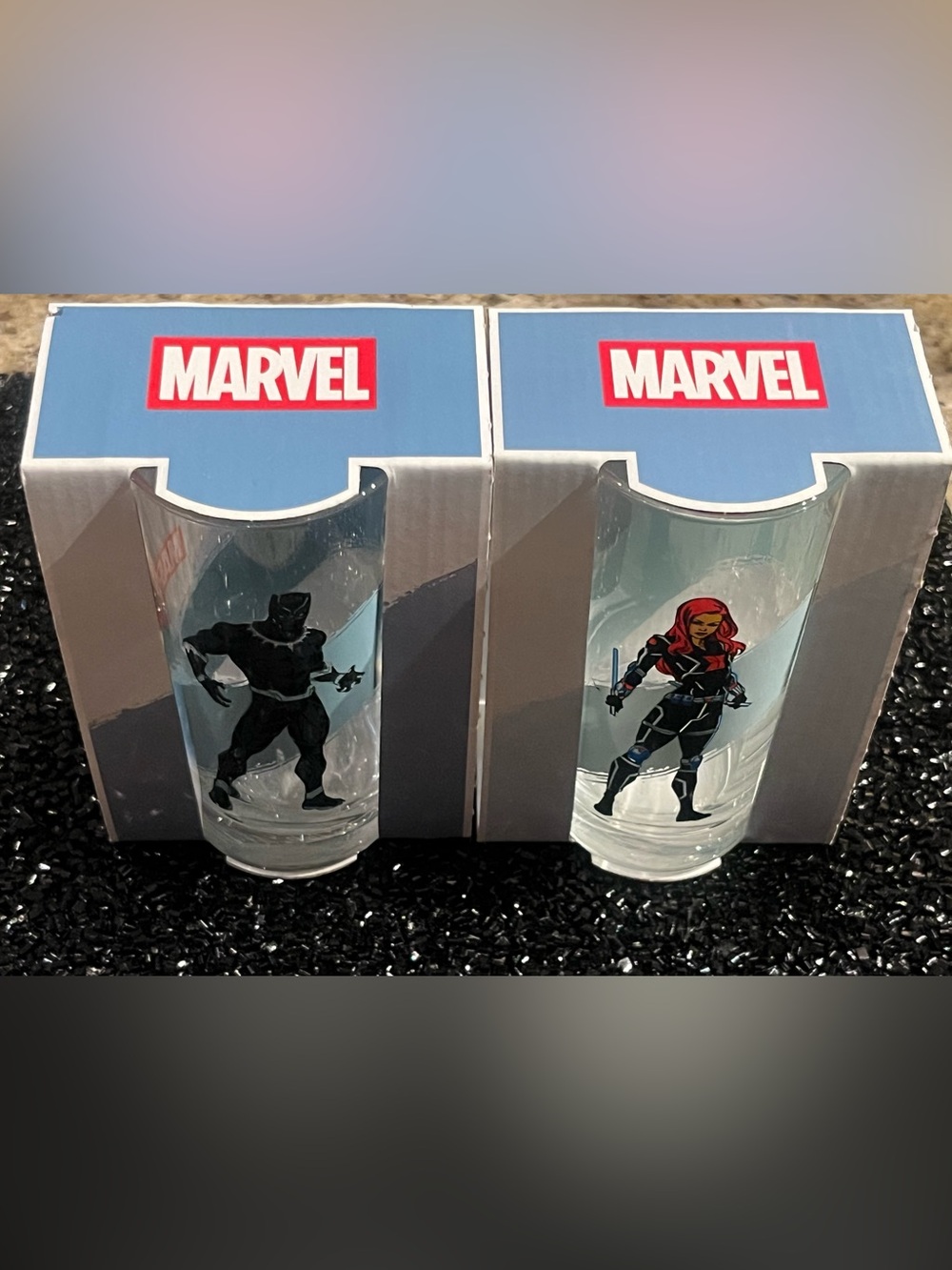 Marvel Comics Black Panther & Black Widow Glass Set Gift